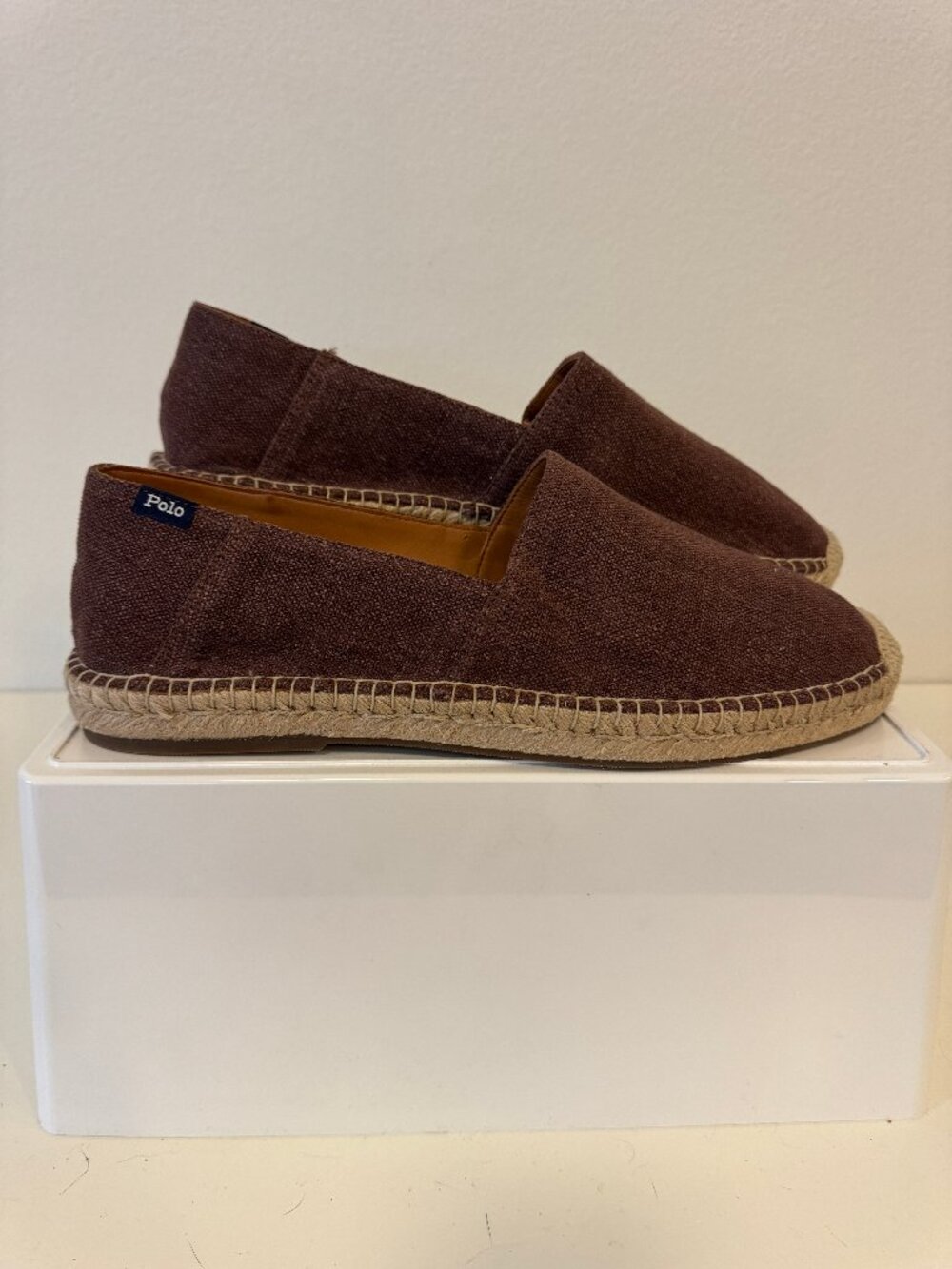 Polo Ralph Lauren Cevio Slip Brown Canvas Espadrilles Men's Size 12 NWOB